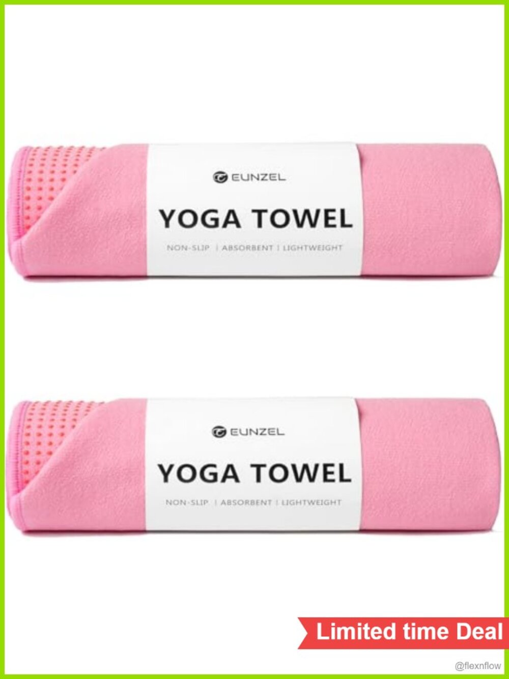 2 Pack Hot Yoga Towel with Grip Dot Non Slip Sweat Absorbent 72" x 24"
